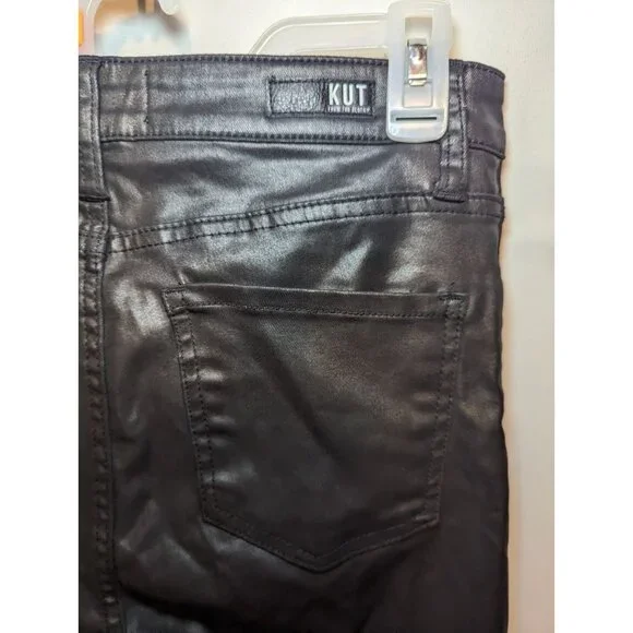 Kut From The Kloth Mia High Rise Skinny Coated Black Jeans Ladies 6 - Picture 8 of 16
